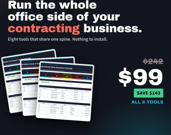 General Contractor Business Template Bundle | 8 Excel & Word Templates | Save 59%