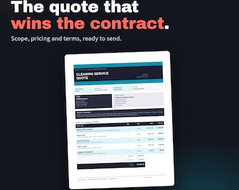 Cleaning Service Quote Template | Word | Quote by Area, Frequency & Scope | HST Ready