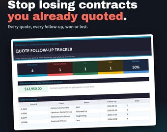 Cleaning Business Quote Tracker | Excel & Google Sheets (Digital Download)