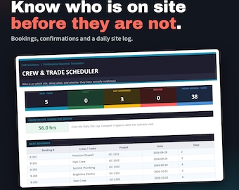 Crew & Trade Scheduler | Excel, Google Sheets (Digital Download)