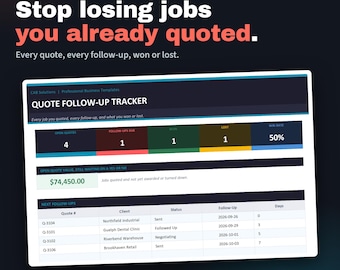Electrical Contractor Quote Tracker | Excel Follow-Up Log (Digital Download)
