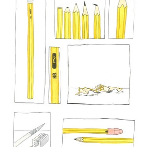 Ode aan David Rees - originele tekening met inkt en aquarel