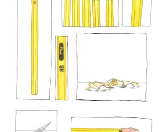 Ode to David Rees - original ink and watercolor drawing
