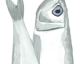 Glissant - dessin original d’encre et d’aquarelle, peinture, illustration