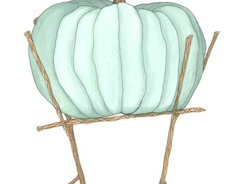 Squash - dessin original à l’encre et à l’aquarelle, peinture, illustration