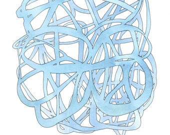 Tangle - original ink and watercolor drawing, painting, illustration