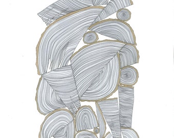 Pile 2 - original ink and watercolor drawing, illustration