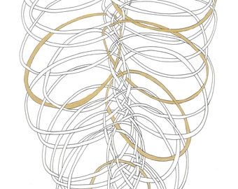 Endless Topography 7 - original ink and watercolor drawing