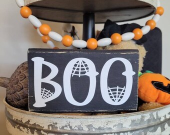 Tiered Tray Decor, Fall, Boo, Halloween | Custom Wood Sign | Custom Wood Block