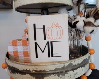 Tiered Tray Decor, Fall, Home, pumpkin, Halloween | Custom Wood Sign | Custom Wood Block