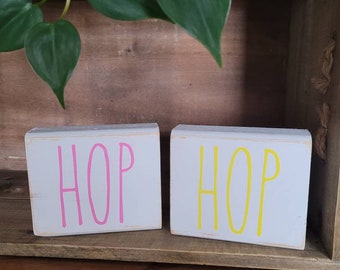 Tiered Tray Decor, spring, Easter, Hop, Bunny, Custom Wood Sign | Custom Wood Block