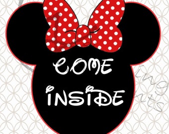 DIGITAL DOWNLOAD - Minnie Mouse Come Inside Its Fun Inside (Red with Yellow shoes)