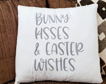 Bunny Kisses & Easter Wishes Pillow cover 18×18