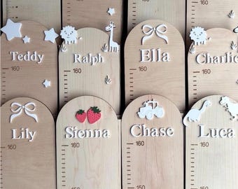 Personalised Wooden Height Chart, Kids Growth Chart, Nursery Height Chart, Wooden Growth Ruler, Personalised Nursery Decor, Kids Room Decor