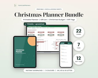 Christmas Planner Bundle, Christmas Gift List & Budget Spreadsheet, Holiday Planner Printable, Black Friday Deals, Google Sheets Excel