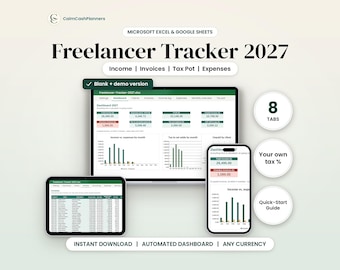 Self Employed Tax & Income Tracker Spreadsheet 2027, Invoice Tracker, Small Business Planner, Expense Tracker, Freelancer, Google Sheets