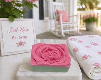 Just Rose Soap Bar | Classic Rose Floral Scent | Handmade Goat Milk Soap | Moisturizing Self Care Gift for Her & Him