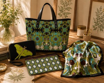 Statement Handbag Gift Set with Wristlet, Scarf & Makeup Bag | Botanical Accessories | The Curiosity Collection