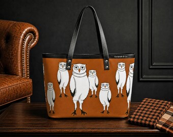 Owl Statement Handbag | Brown Black & White Zippered Purse | Women’s Shoulder Bag - The Parliament Collection