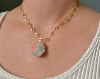 Druzy Moon Necklace