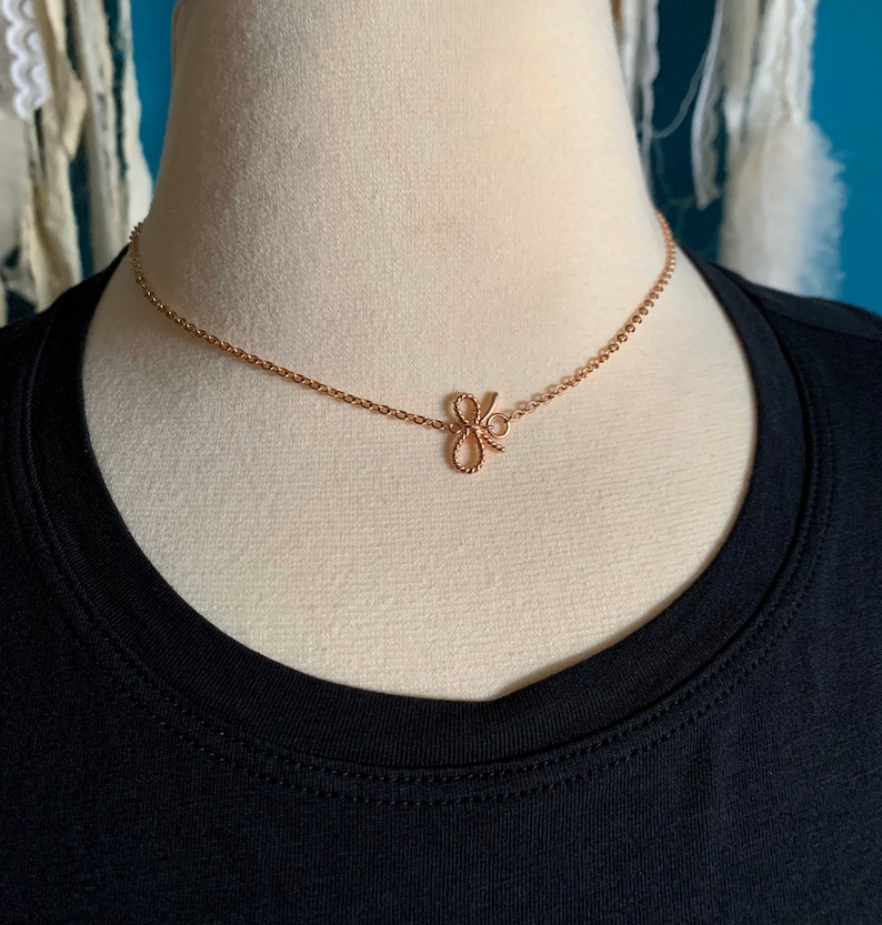 Simple Rose Gold Bow Choker