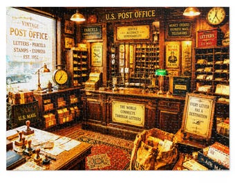 Vintage Post Interior Jigsaw Puzzle mit Blechdose | Retro Briefpapier Motiv | 500 & 1000tlg