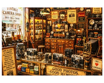 Vintage Camera Shop Puzzle Mit Dose | Retro Fotografie Szene, Sammlerstück Puzzle | 500 & 1000tlg