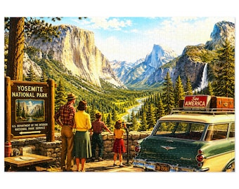 Vintage Yosemite Familie Roadtrip Puzzle mit Dose | 500 & 1000tlg