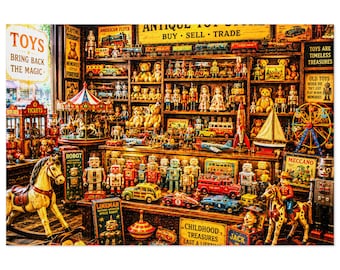 Antikes Spielzeug Geschäft Version 2 | Puzzle mit Blechdose | Nostalgisches Spielzeug Regal Puzzle | 500 & 1000tlg