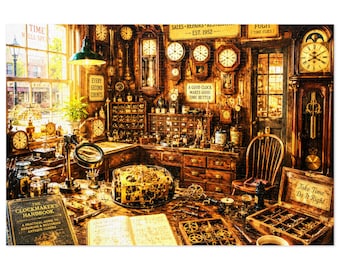 Antike Uhrenwerkstatt Jigsaw Puzzle mit Zinn | Vintage Werkstatt-Motiv | 500 & 1000tlg