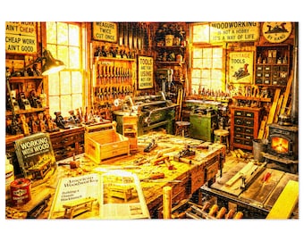 Vintage Dad's Workshop Jigsaw Puzzle aus der Blechdose | 500 & 1000 PC rustikale Werkzeugszene