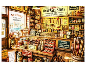 Vintage Hardware Store Puzzle mit Dose | Retro Shop Motiv Puzzle | 500 & 1000tlg