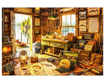 Alte Hütte am See Puzzle mit Blechdose | Malerische See Hütte Puzzle | 500 & 1000tlg
