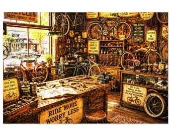 Vintage Bicycle Repair Shop Jigsaw Puzzle with Tin | Retro Bike Puzzle | 500 & 1000pc