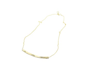 14K Yellow Gold Diamond Bar Necklace in Pave Setting