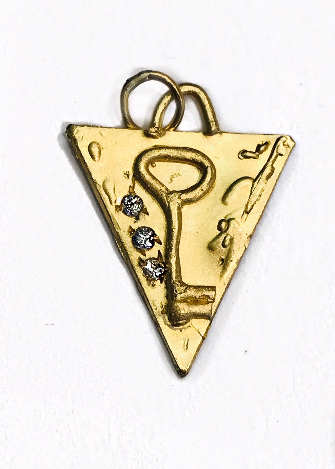 Triangle Gold Key Gold Key , Gold Triangle 14K Yellow Gold Triangle Key Charm Pendant ...