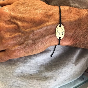 14k Gold bracelet, Cord bracelet, adjustable bracelet, inscribed mans bracelet,  I BE ME
