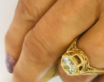 Aquamarine ,solitaire,  ring