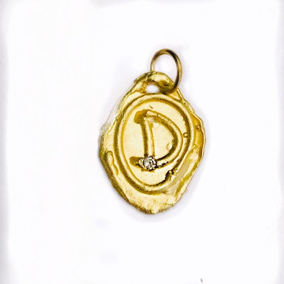14K Yellow Gold Initial Letter D Charm Pendant - Solid Gold Personalized Jewelry