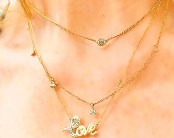 Love necklace, diamond love necklace