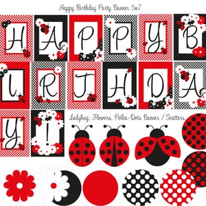 Ladybug Printable Party Kit, Happy Birthday, Instant Download image 2