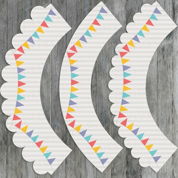 Carnival Circus Printable Cupcake Wrappers - Scalloped Edge - Digital File, Printable, DIY, Instant Download Il_570xn