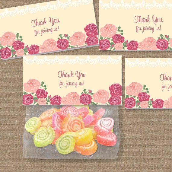 Romantic Floral Rose Printable Sandwich Sized Treat Bag Toppers ...
