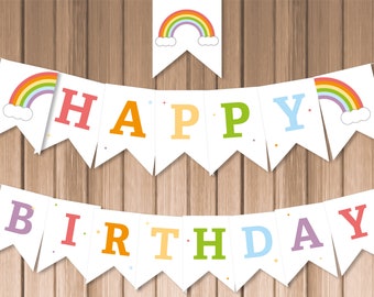 Unicorn Rainbow Printable Party Banner, Instant Download, DIY, Birthday