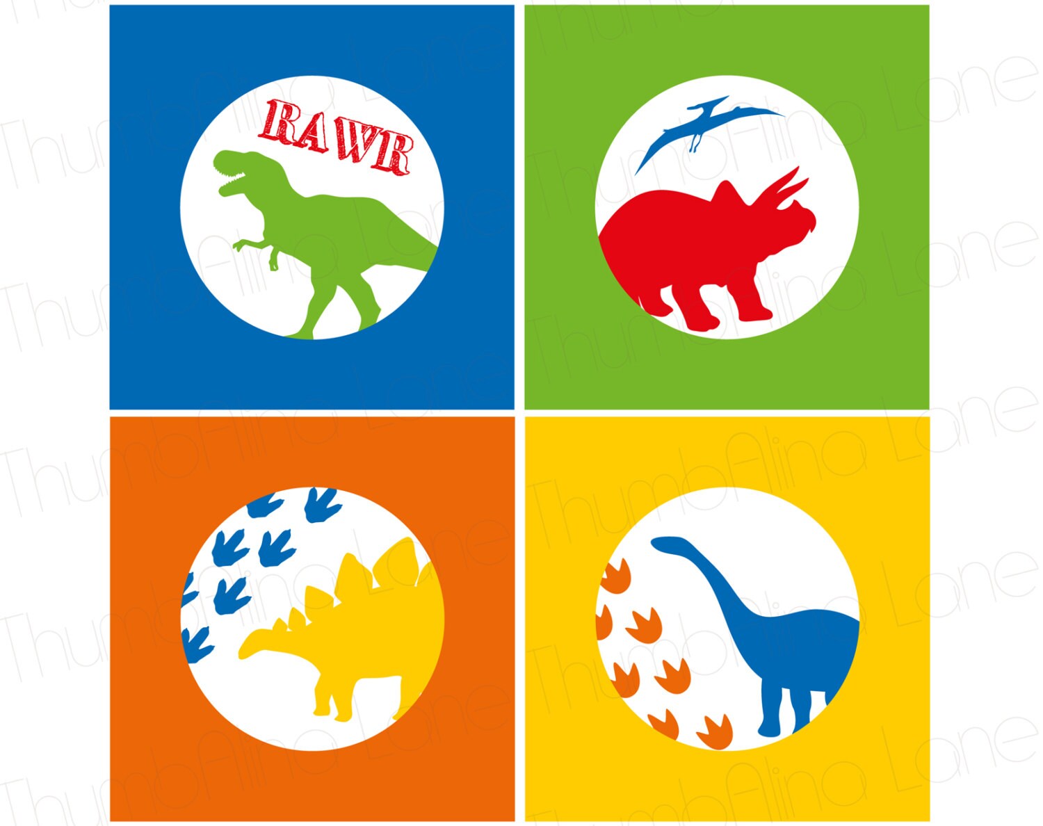 Dinosaur Printable Cupcake Toppers, Instant Download - Digital File