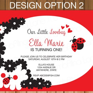 Invitaciones imprimibles ladybug, lovebug, cumpleaños, baby shower, bricolaje imagen 3