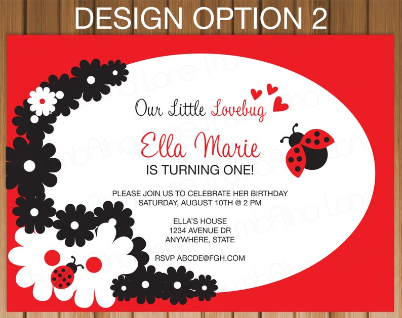 Invitaciones imprimibles ladybug, lovebug, cumpleaños, baby shower, bricolaje imagen 3