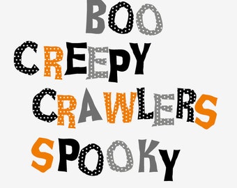 Printable Halloween Alphabet Banner, Instant Download