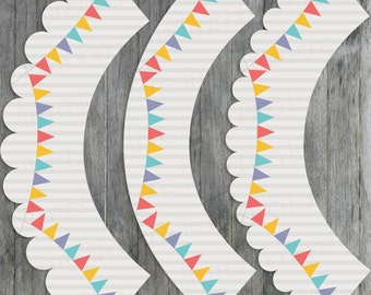Carnival Circus Printable Cupcake Wrappers - Digital File, Printable, DIY, Instant Download