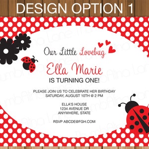 Invitaciones imprimibles ladybug, lovebug, cumpleaños, baby shower, bricolaje imagen 2